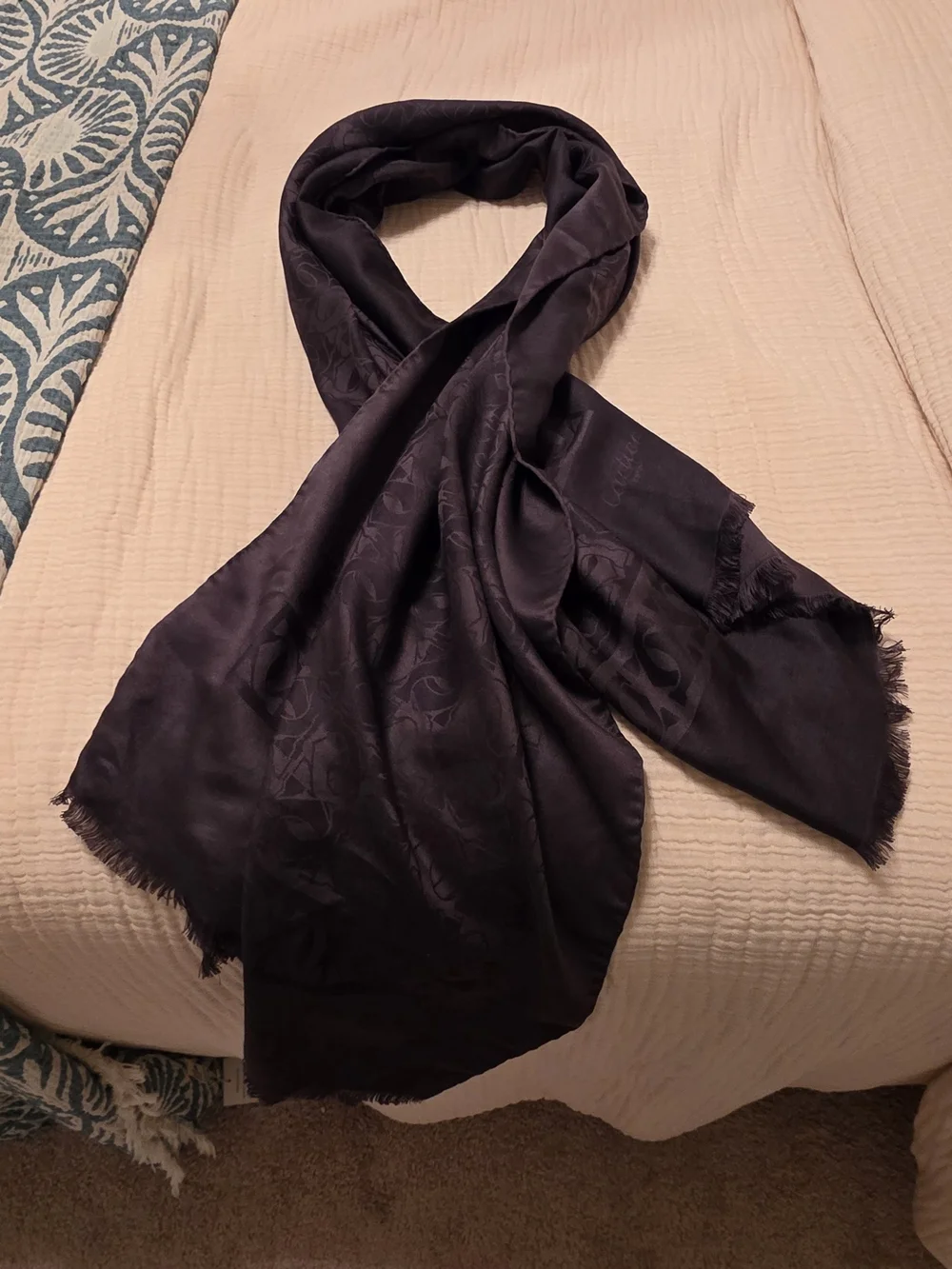 Cartier logo scarf shawl wrap 70x26 charcoal
